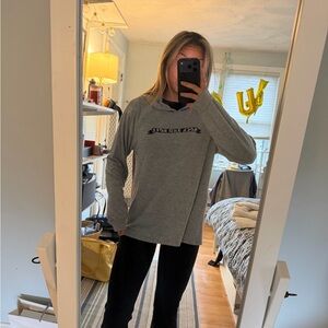 Vintage Grey Long Sleeve Pullover with Chest Logo